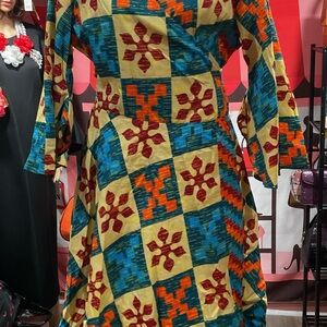 Colorful Patterned Women's Wrap Dress/ Handbag